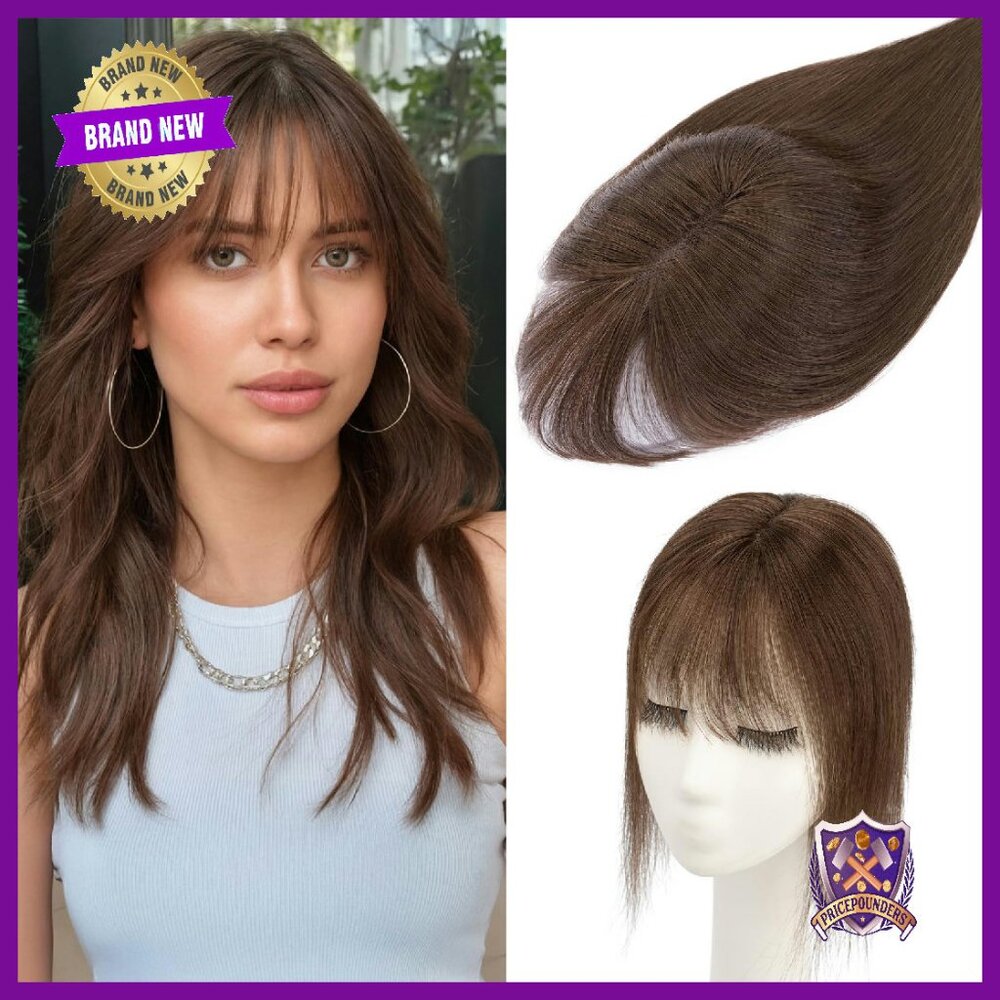 Human Hair Topper 150% Density Clip-In Bangs 8 Inch